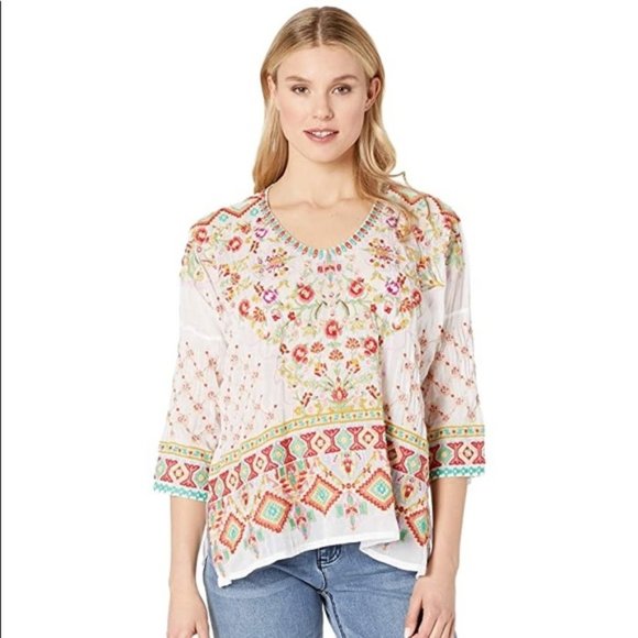 Johnny Was Heavily Embroidered Sandra Blouse - Picture 3 of 15